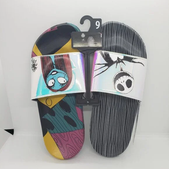 Nightmare Before Christmas Slides Sandals Women's 9 Jack Skellington Sally Xmas - Picture 3 of 11
